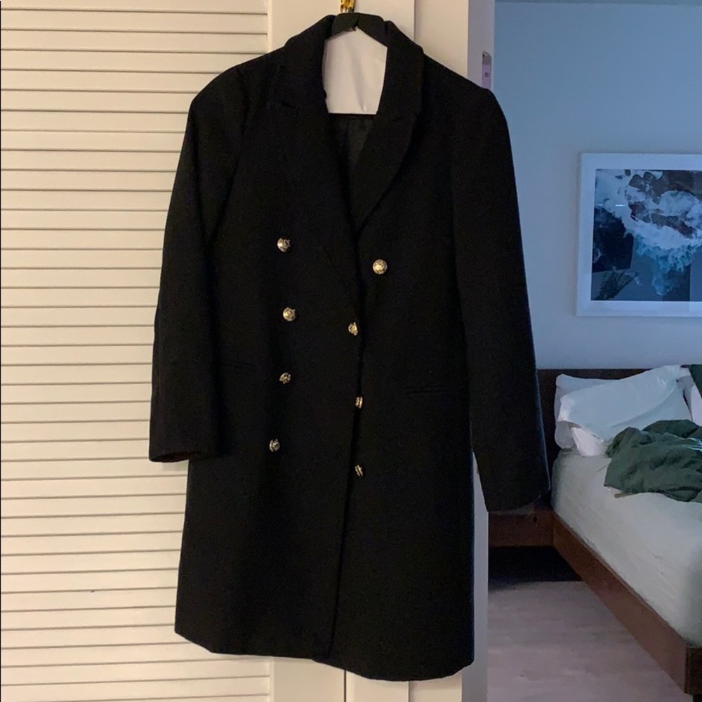 Black Topshop Coat with Gold Buttons